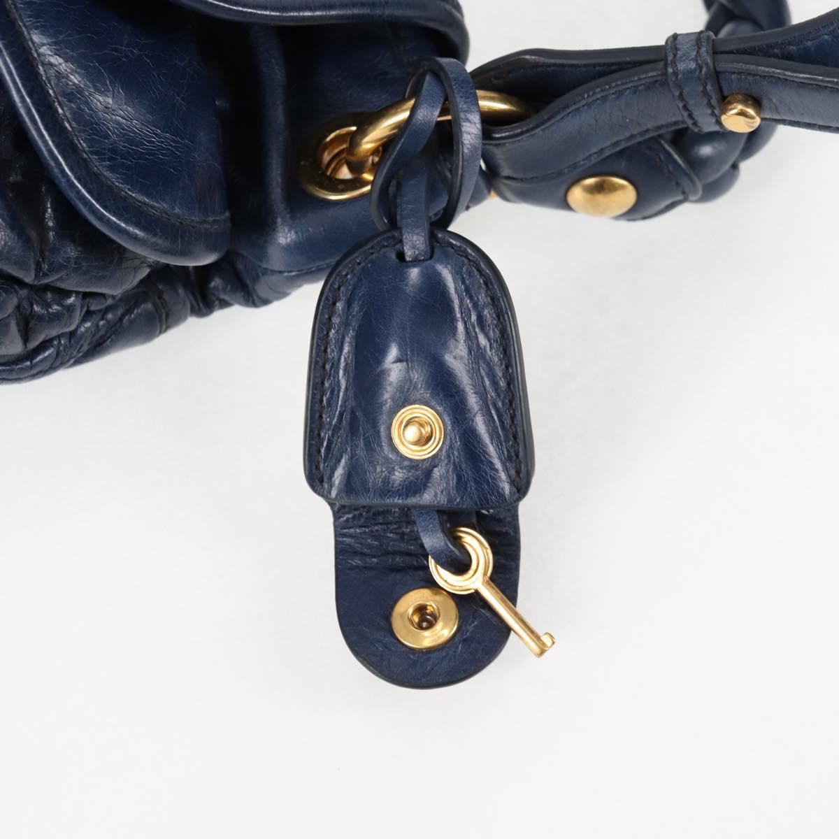 Miu Miu Matelasse Hand Bag Leather 2way Blue Gold Auth 130113V