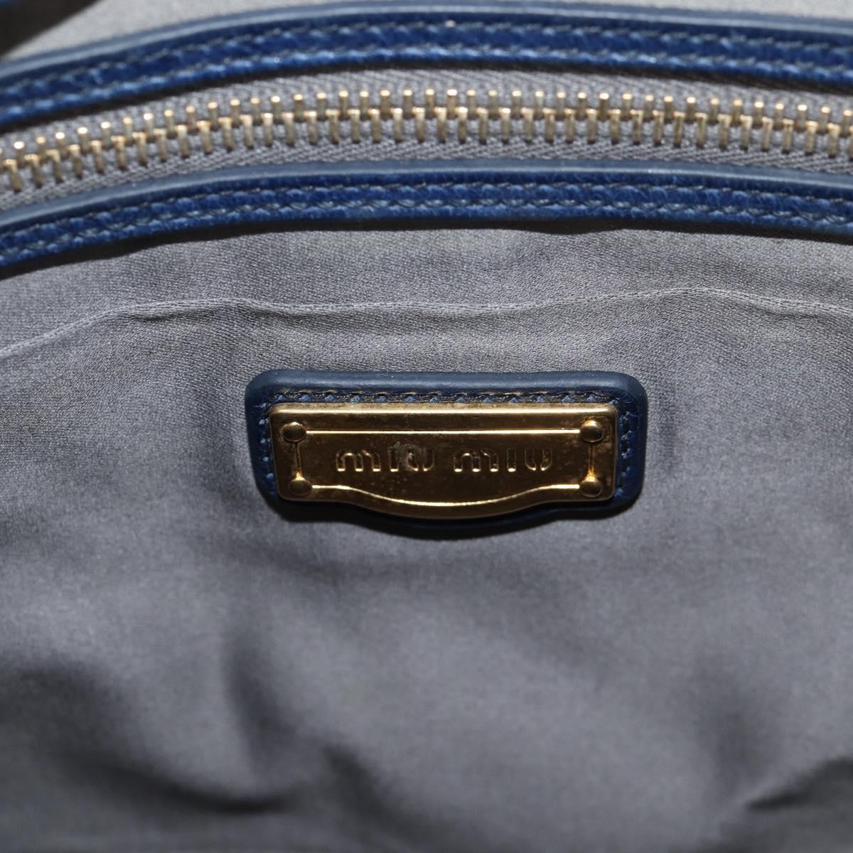 Miu Miu Matelasse Hand Bag Leather 2way Blue Gold Auth 130113V
