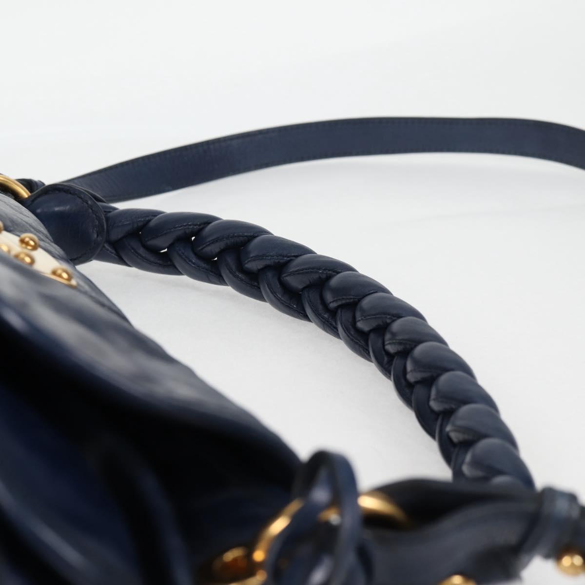 Miu Miu Matelasse Hand Bag Leather 2way Blue Gold Auth 130113V