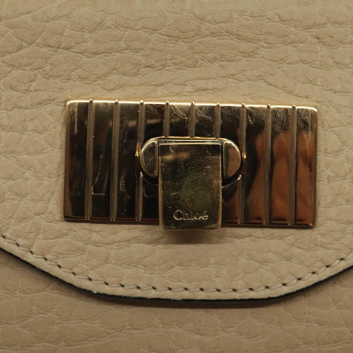 Chloe Chain Sally Shoulder Bag Leather Beige Gold Auth 130115