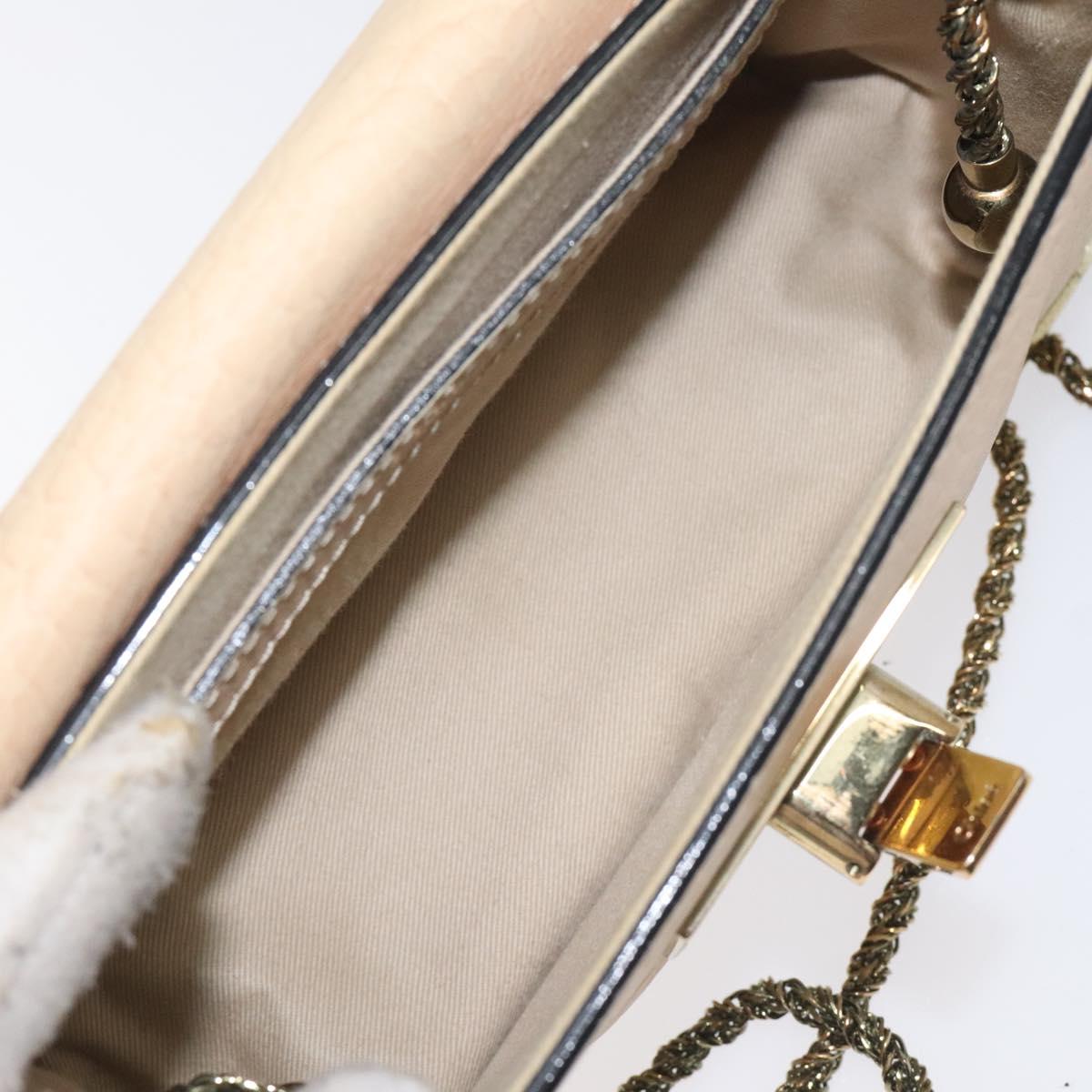 Chloe Chain Sally Shoulder Bag Leather Beige Gold Auth 130115