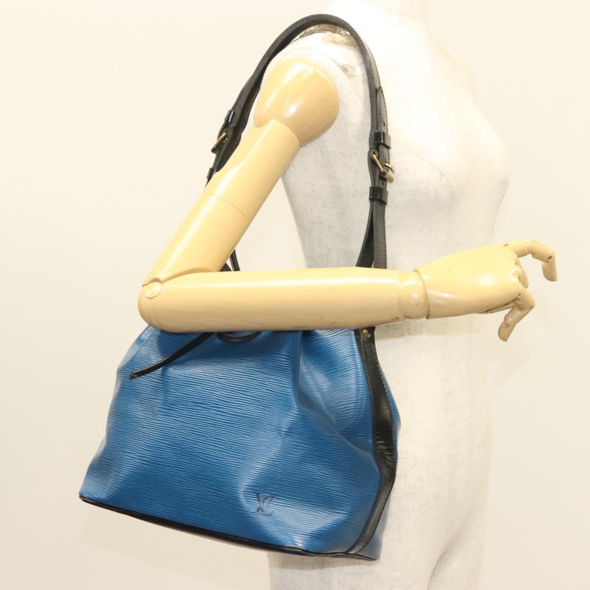 LOUIS VUITTON Epi Petit Noe Shoulder Bag Bicolor Black Blue M44152 Auth 130129