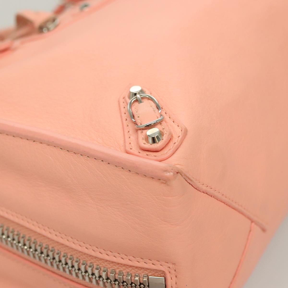 BALENCIAGA The Paper A6 Hand Bag Leather 2way Pink Silver 370926 Auth 130150