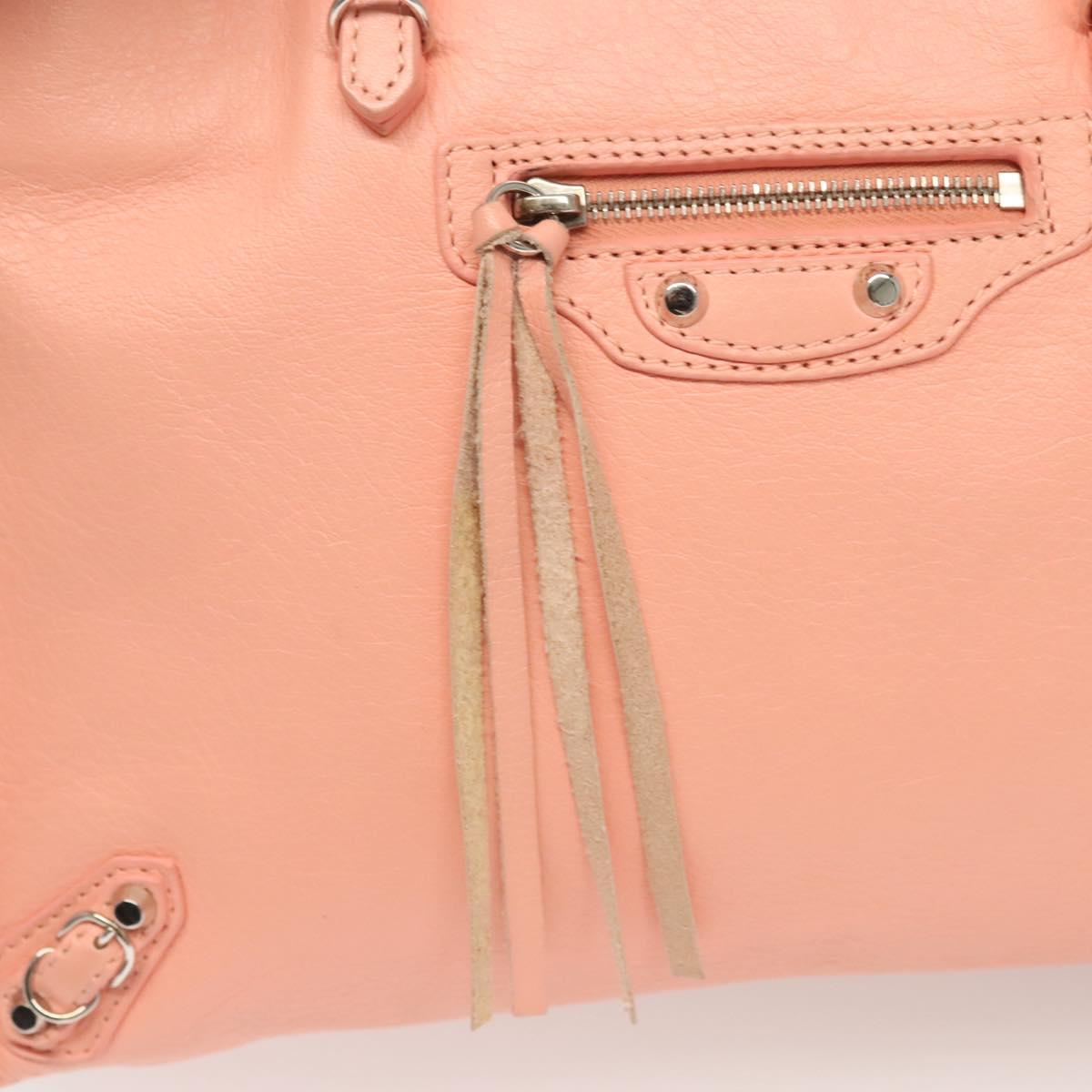 BALENCIAGA The Paper A6 Hand Bag Leather 2way Pink Silver 370926 Auth 130150