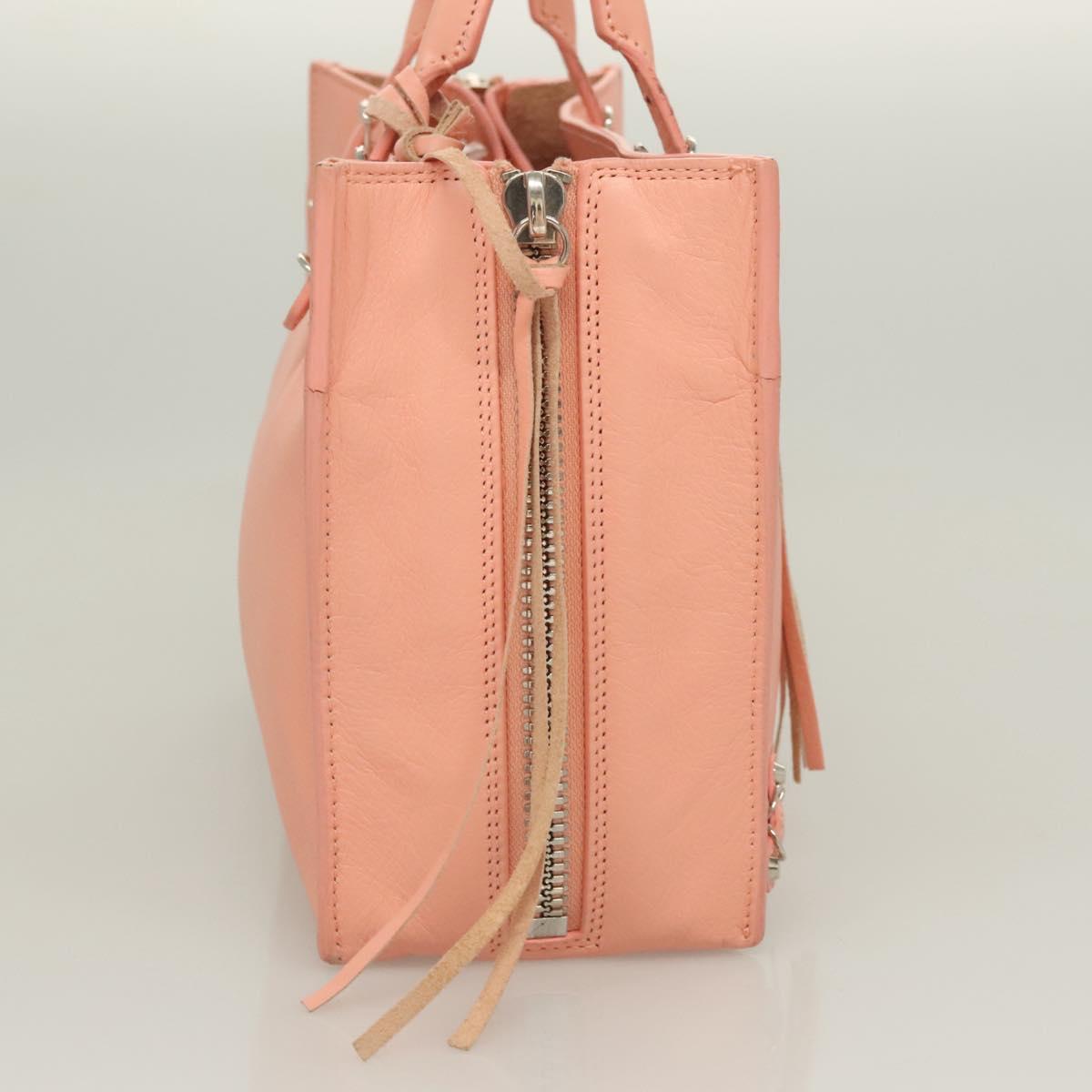 BALENCIAGA The Paper A6 Hand Bag Leather 2way Pink Silver 370926 Auth 130150