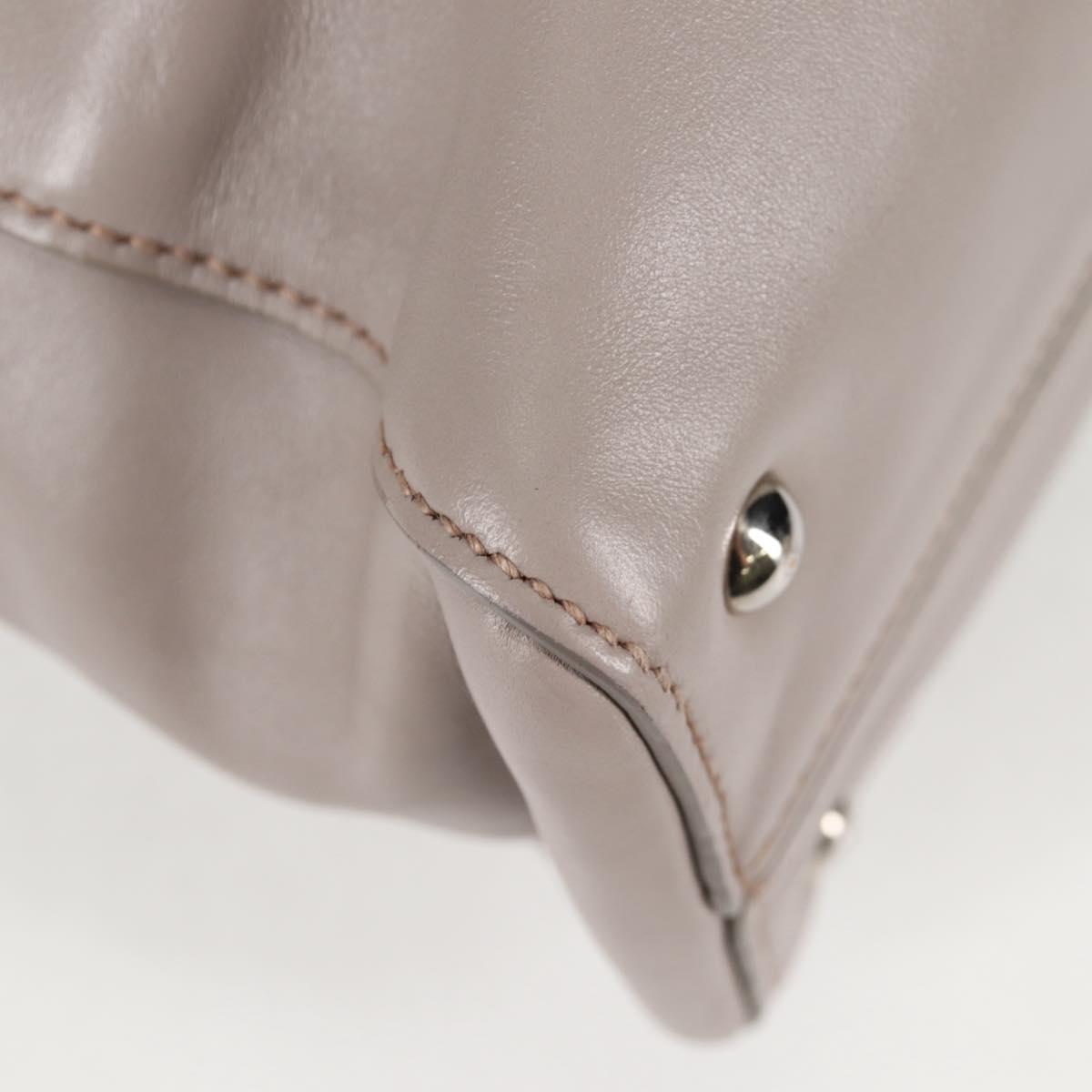 Miu Miu Tote Bag Leather Silver Light gray Auth 130156V