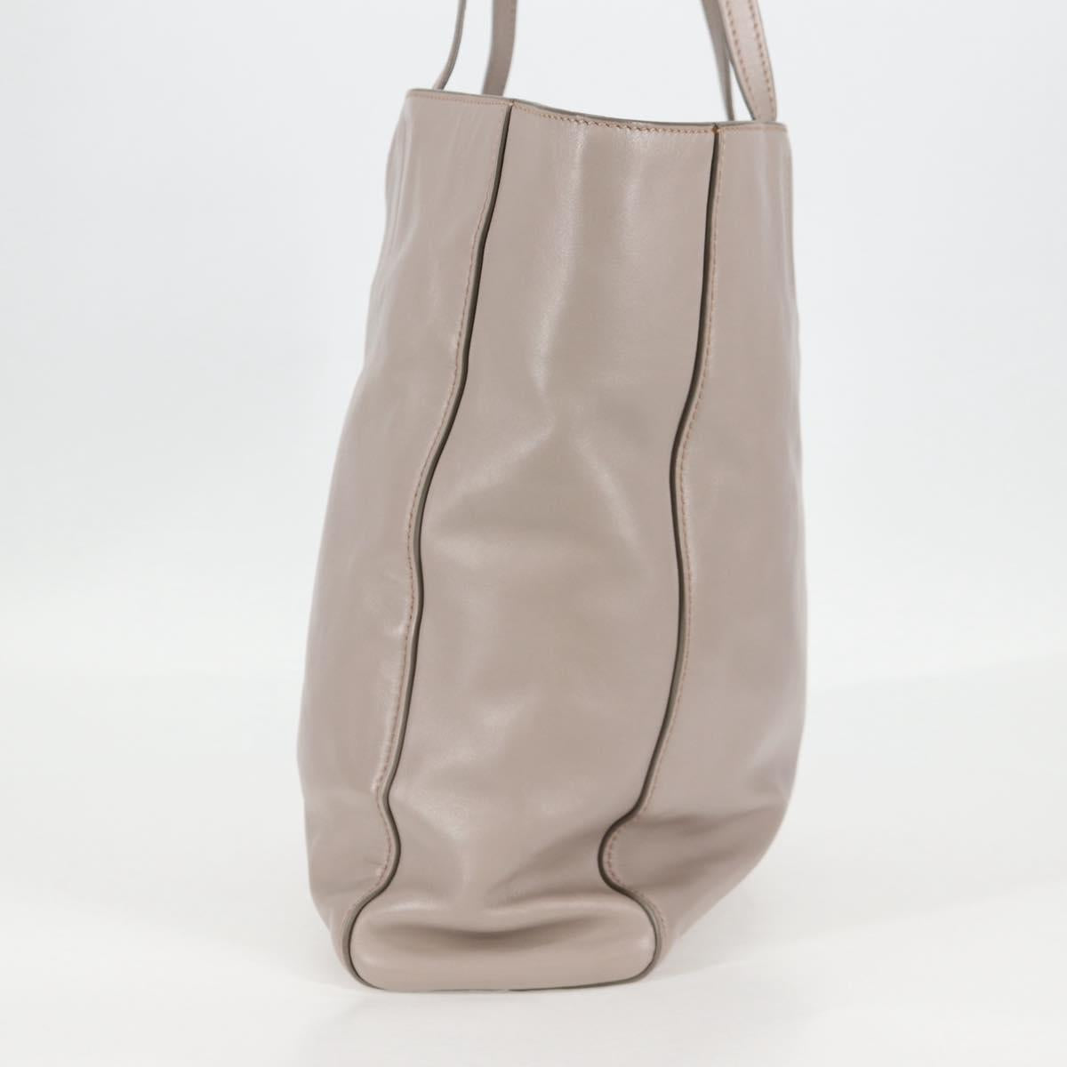 Miu Miu Tote Bag Leather Silver Light gray Auth 130156V