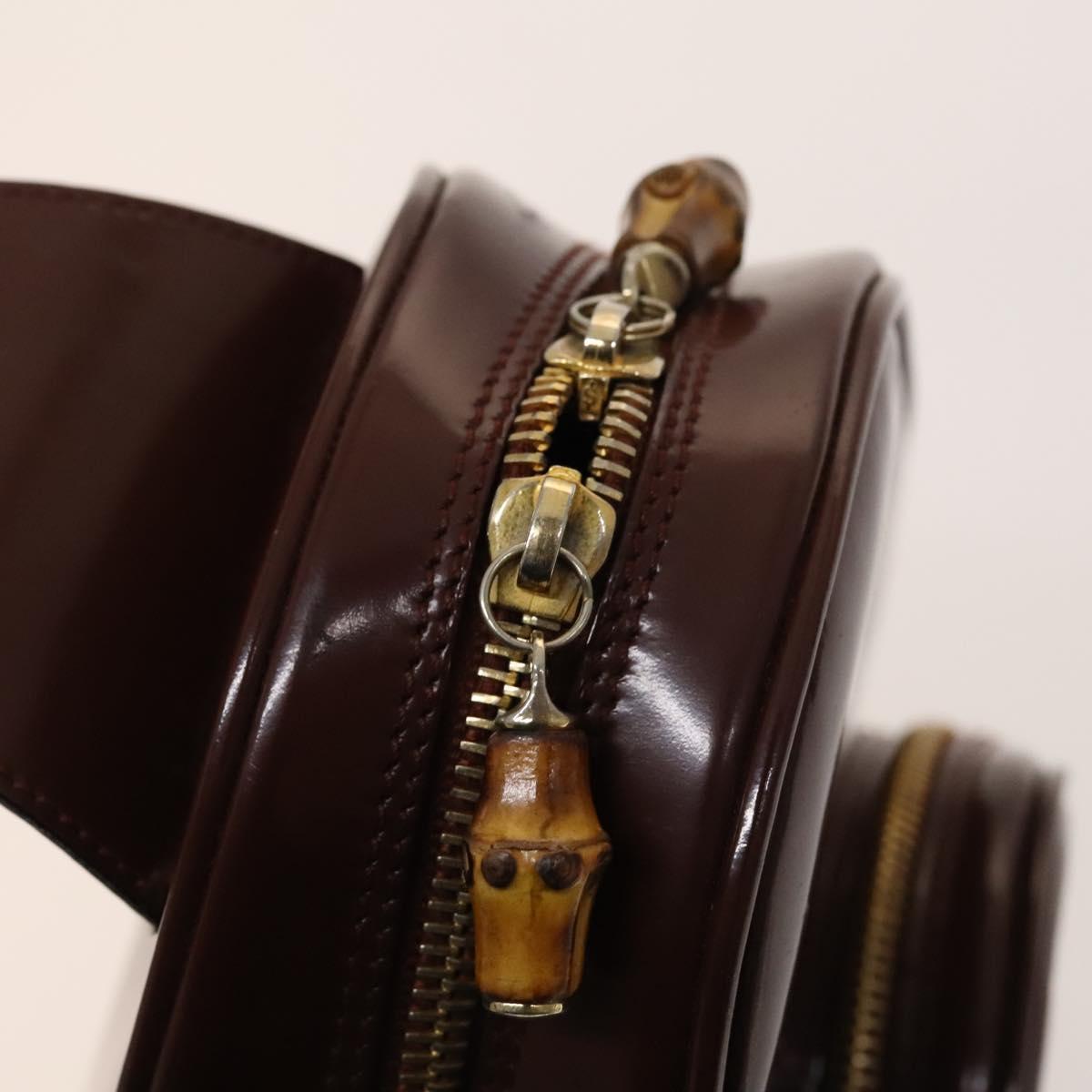 GUCCI Bamboo Body Bag Patent Leather Brown Gold 003 3444 0127 Auth 130177