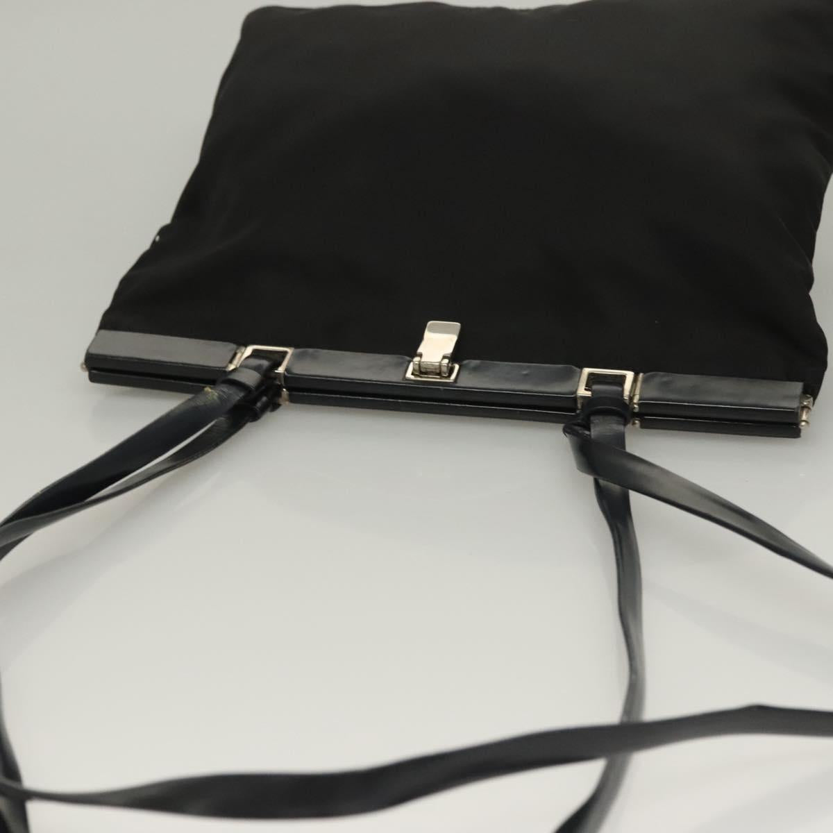 PRADA Shoulder Bag Nylon Black Silver Auth 130183