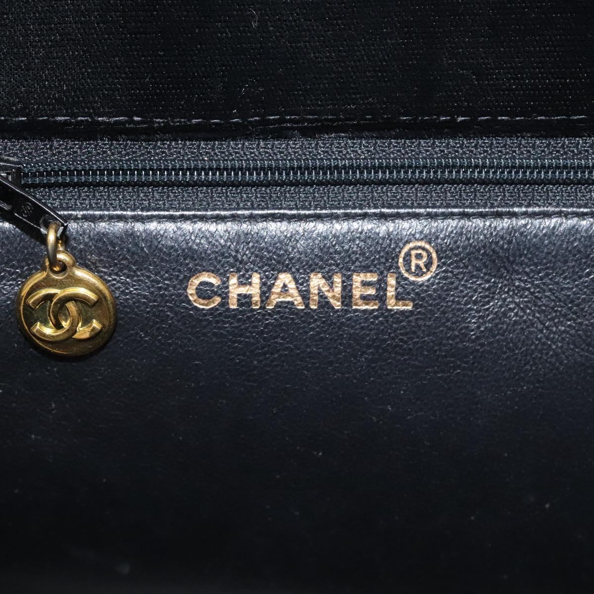 CHANEL Matelasse COCO Mark Chain Hand Bag Velor Black Silver CC Auth 130198