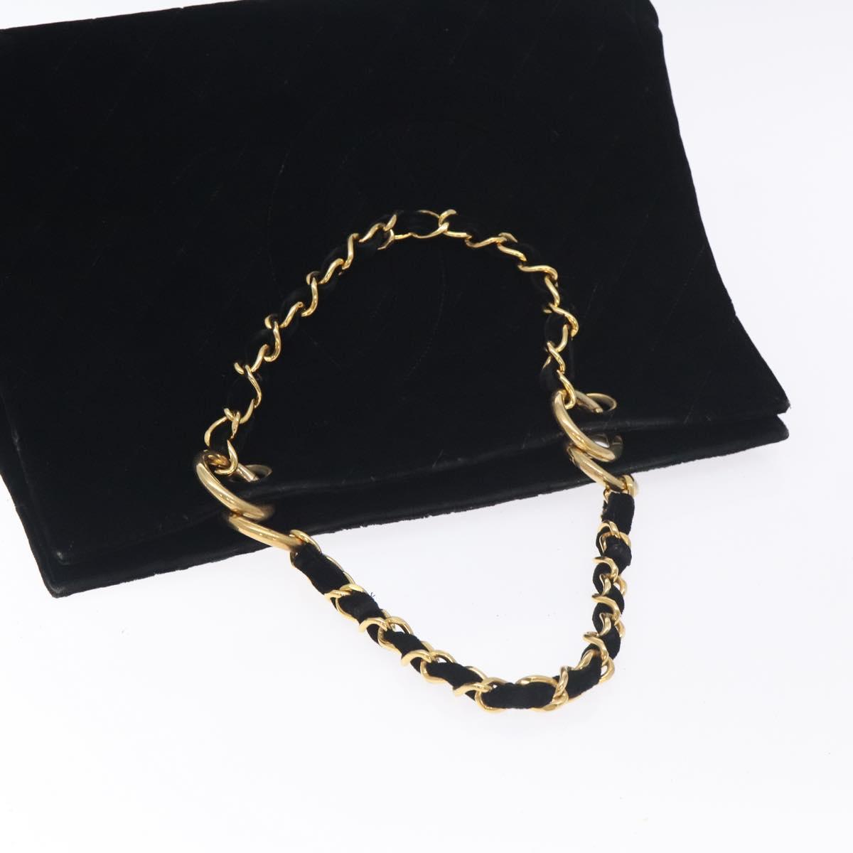 CHANEL Matelasse COCO Mark Chain Hand Bag Velor Black Silver CC Auth 130198