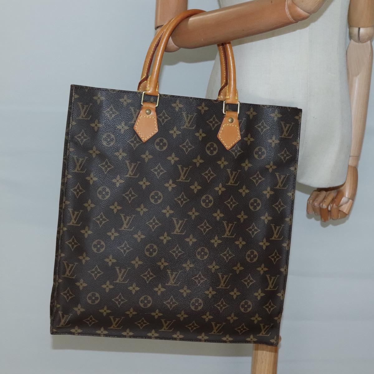 LOUIS VUITTON Monogram Sac Plat Hand Bag M51140 LV Auth 130210