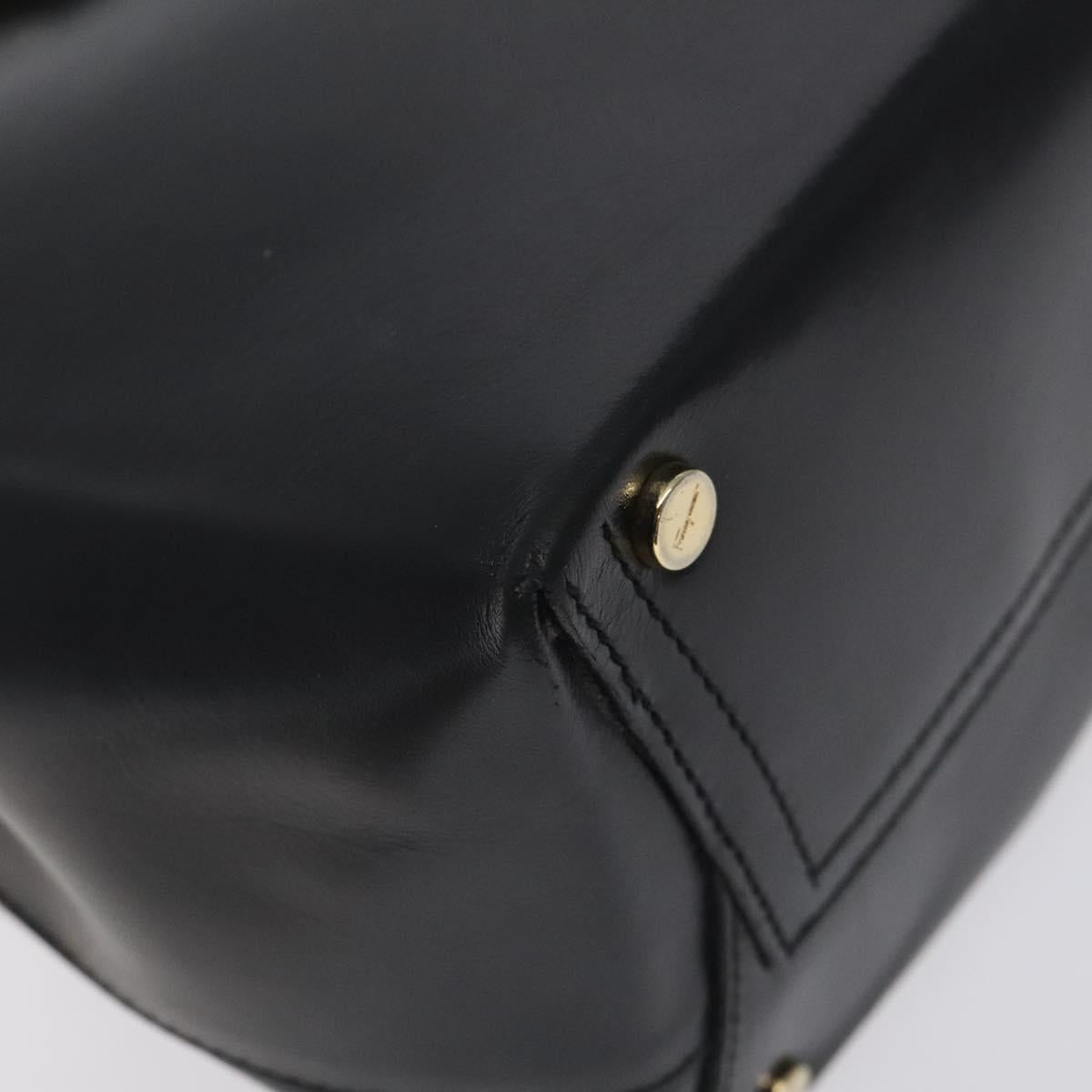 Salvatore Ferragamo Vala Shoulder Bag Leather Black Gold Auth 130219