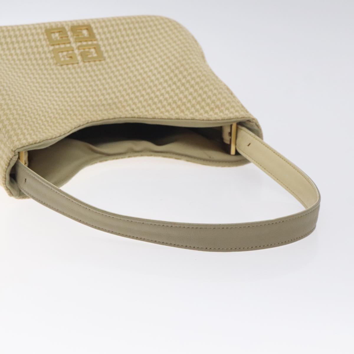 GIVENCHY Staggered Pattern Shoulder Bag Canvas Beige Auth 130221