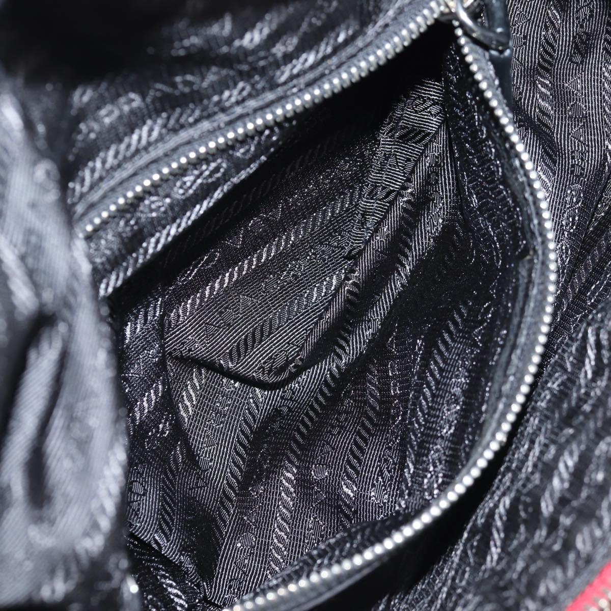 PRADA Body Bag Leather Silver Red Auth 130229V