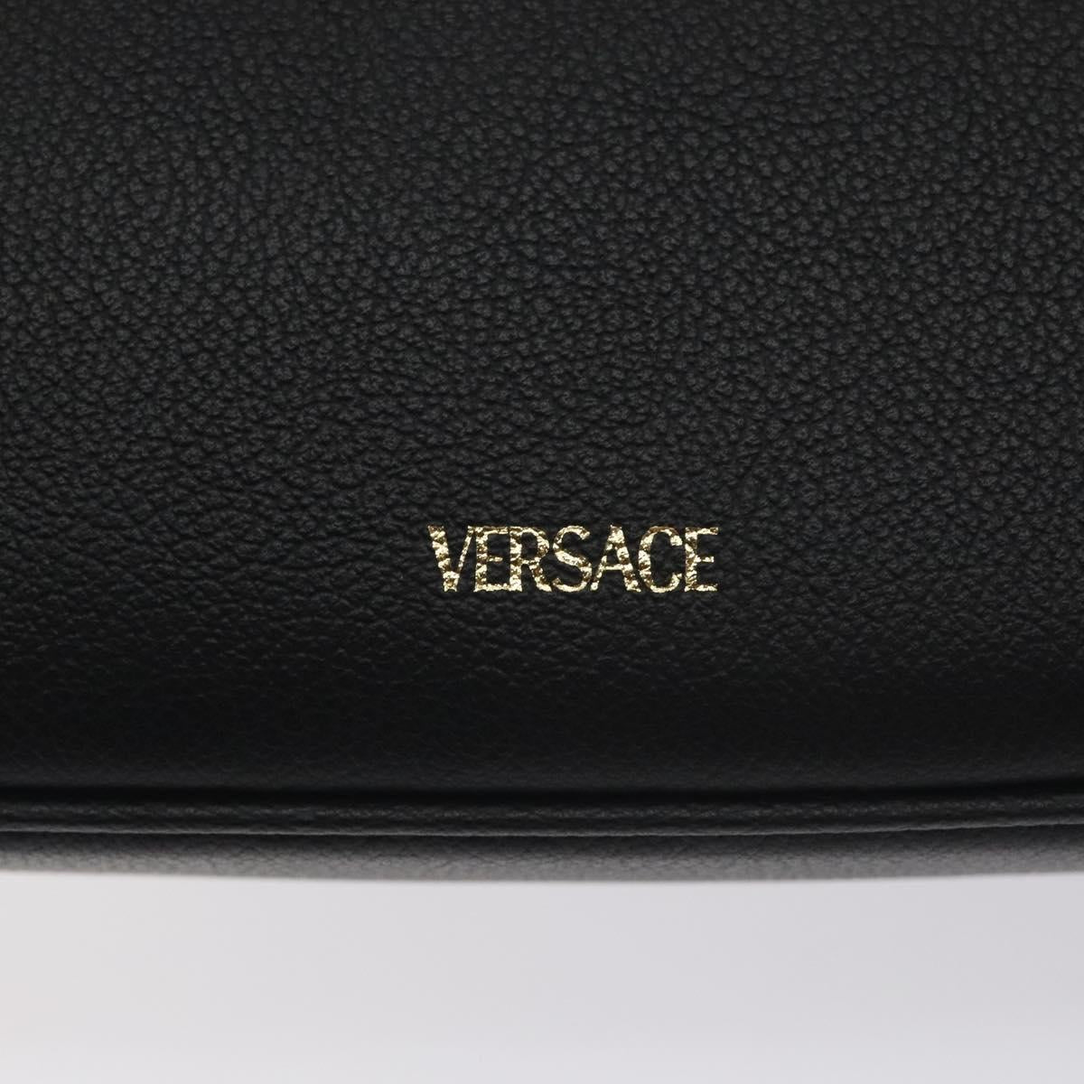 VERSACE Shoulder Bag Leather Black Gold Auth 130265