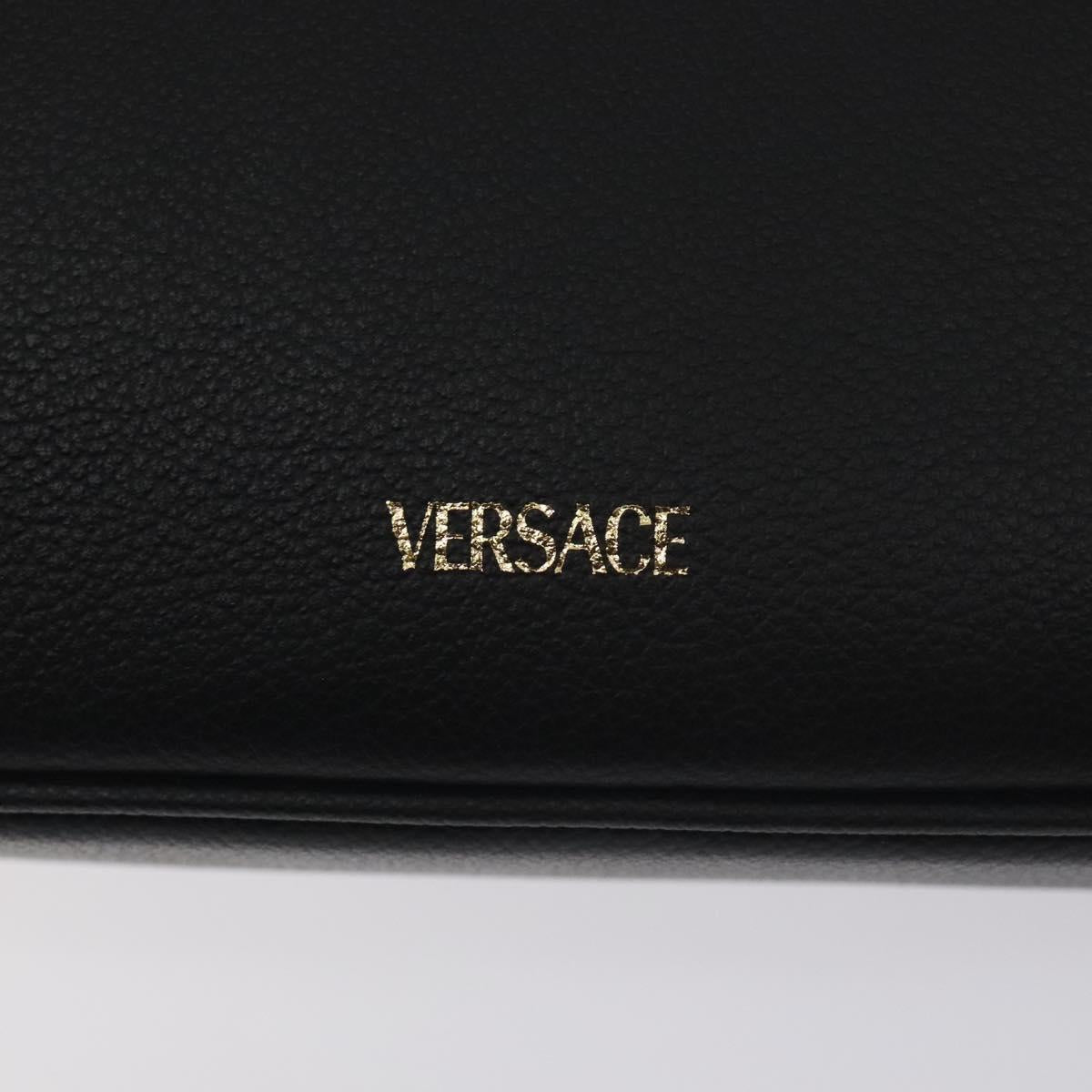 VERSACE Shoulder Bag Leather Black Gold Auth 130267