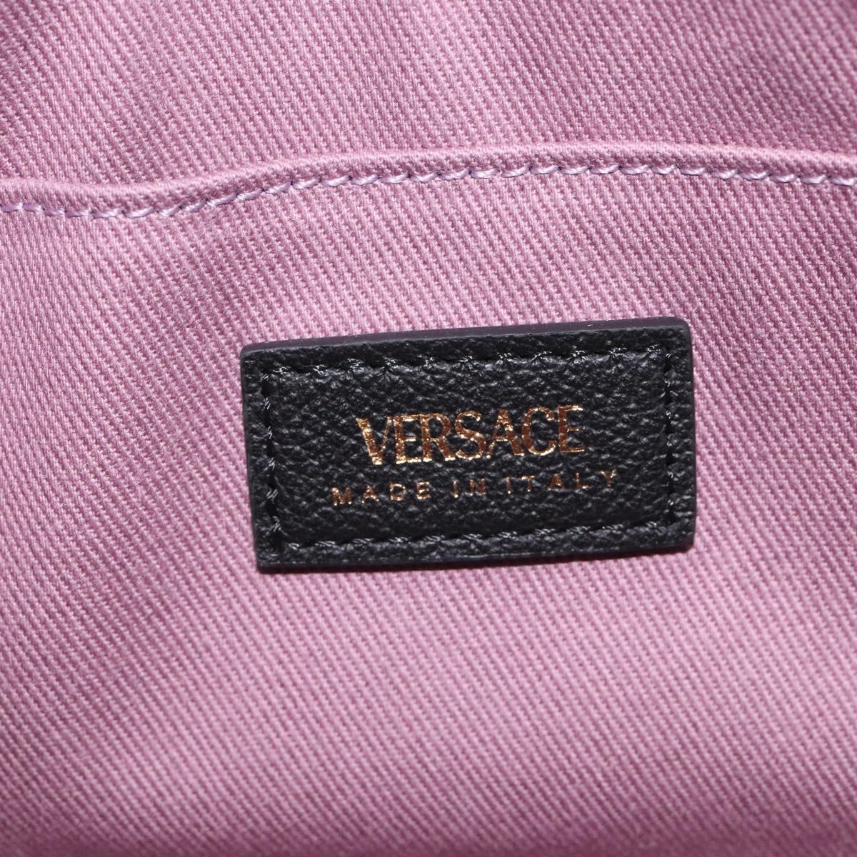 VERSACE Shoulder Bag Leather Black Gold Auth 130267