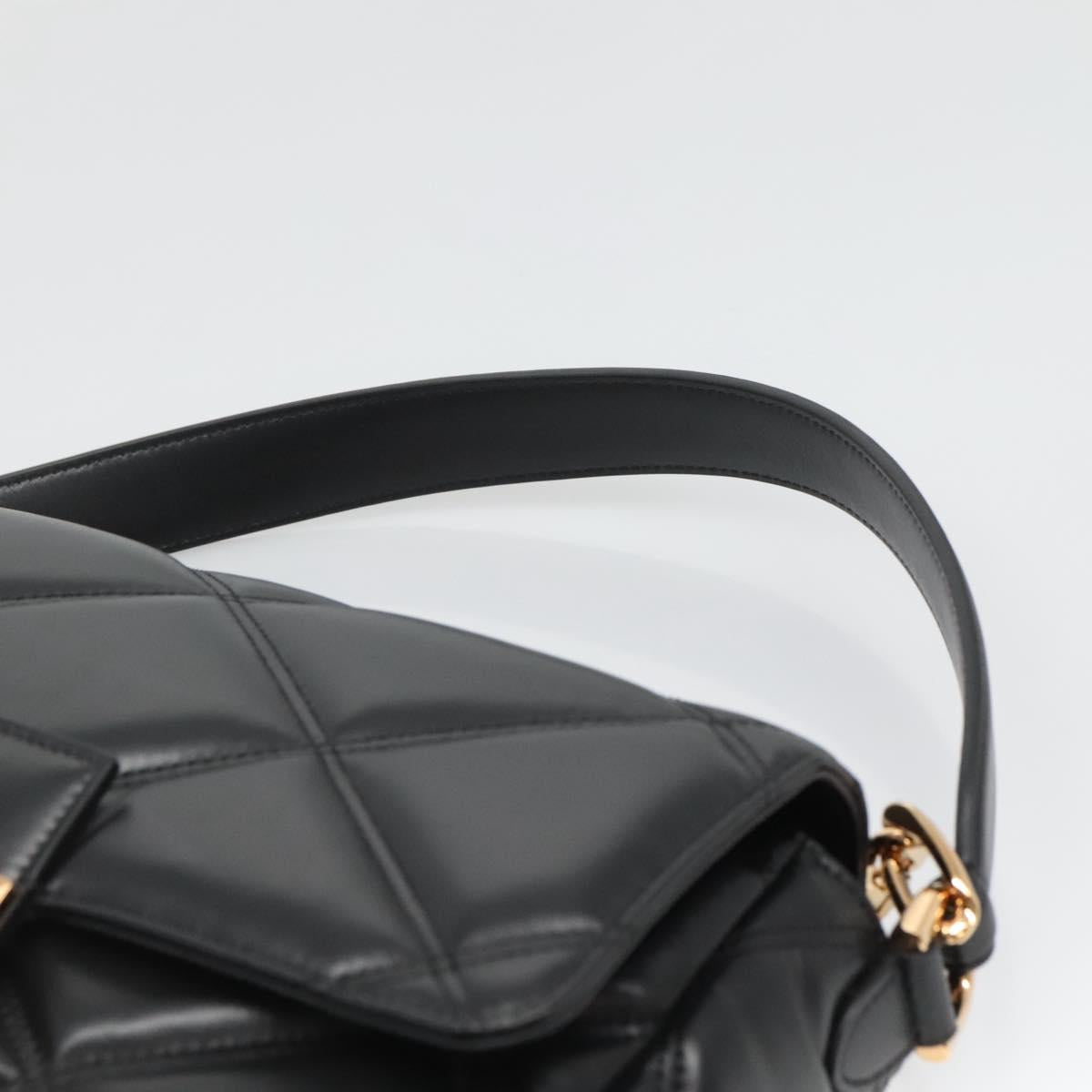 VERSACE Chain Hand Bag Leather 3way Black Gold Auth 130283