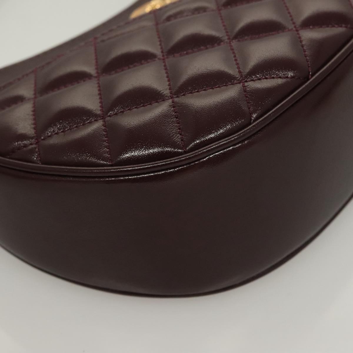 VERSACE Shoulder Bag Leather 2way Brown Gold Auth 130288
