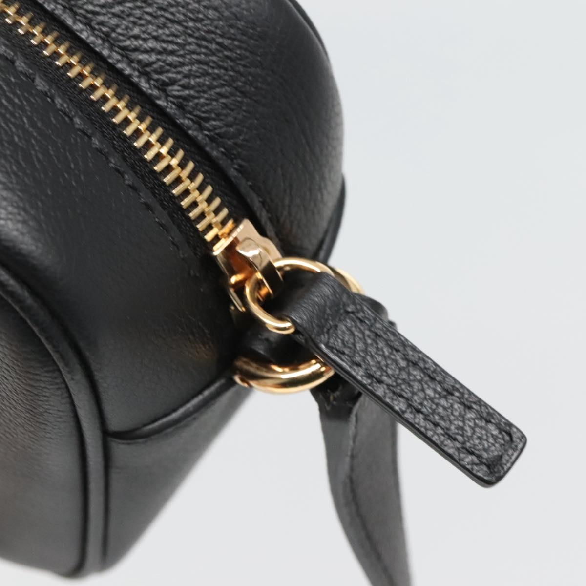 VERSACE Shoulder Bag Leather Black Gold Auth 130289
