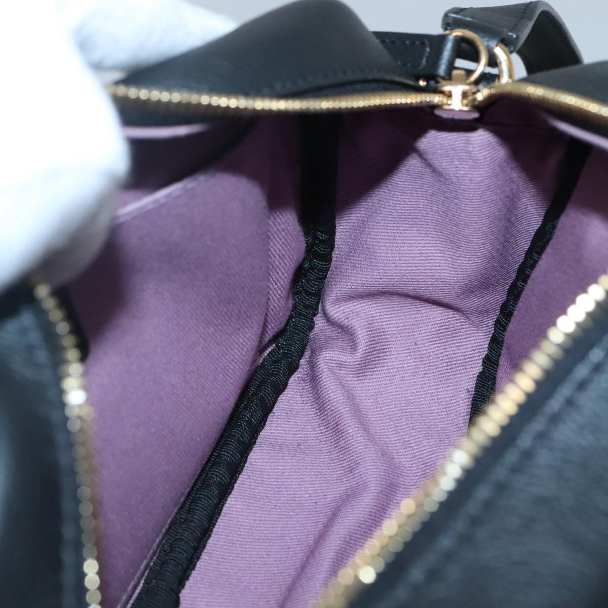 VERSACE Shoulder Bag Leather Black Gold Auth 130289