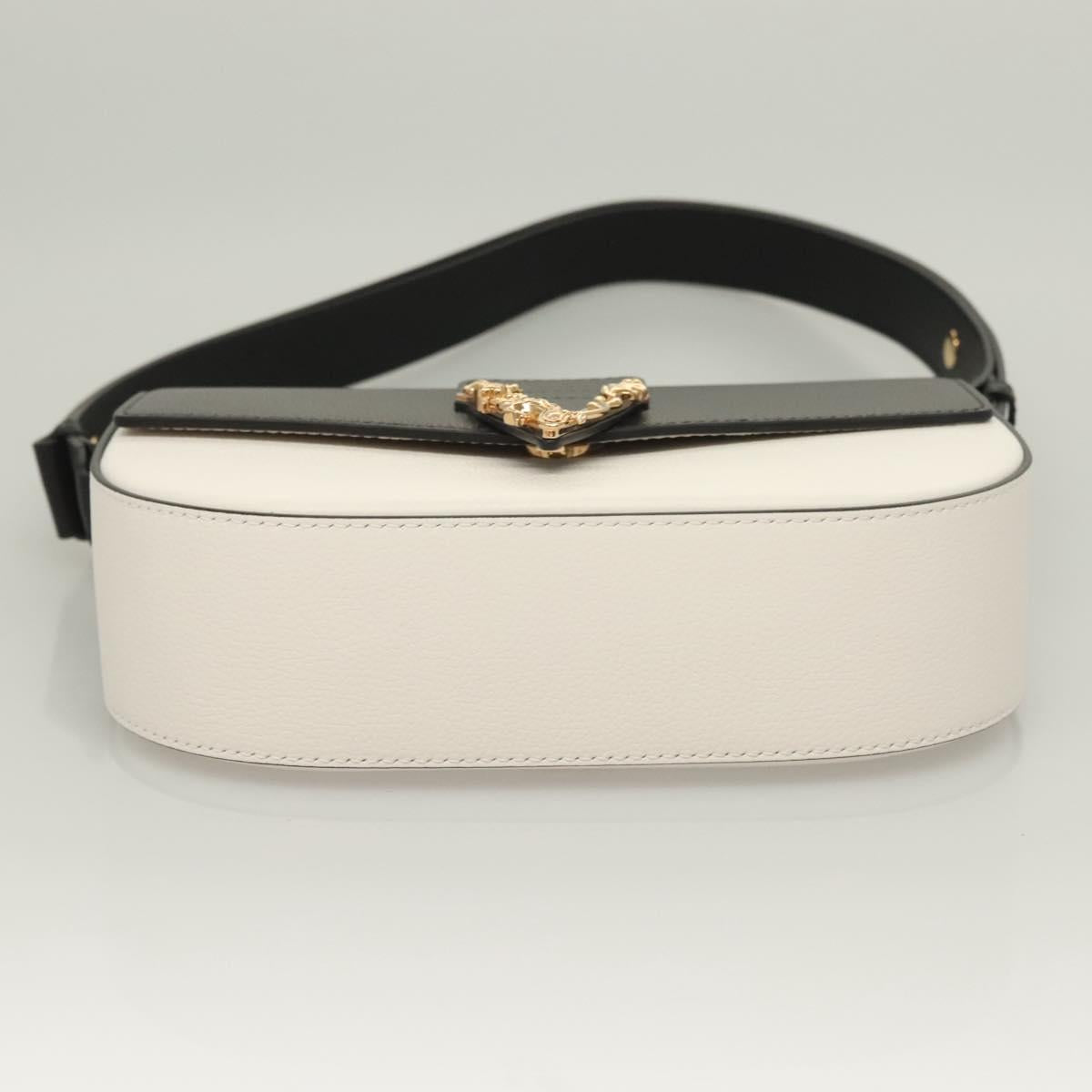 VERSACE Shoulder Bag Leather Black Gold white Auth 130294