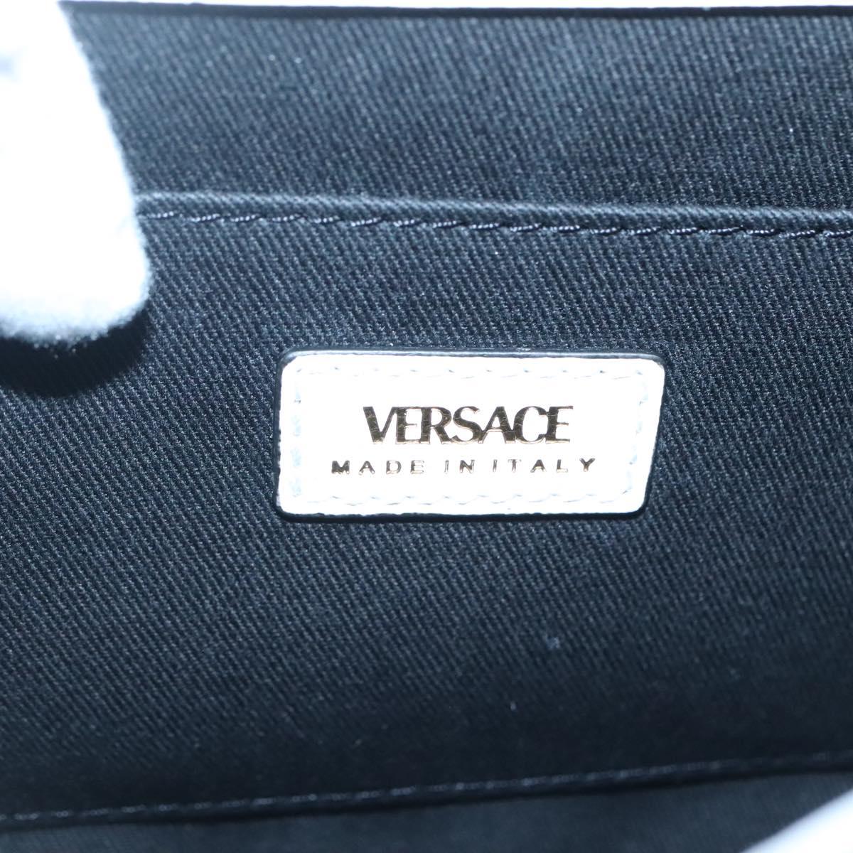 VERSACE Shoulder Bag Leather Black Gold white Auth 130296