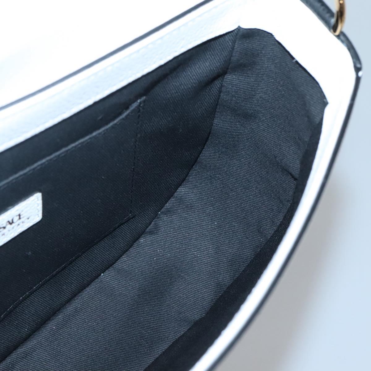 VERSACE Shoulder Bag Leather Black Gold white Auth 130296