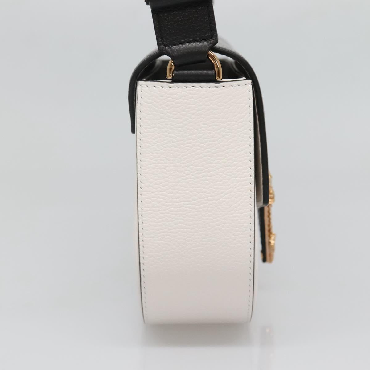 VERSACE Shoulder Bag Leather Black Gold white Auth 130296