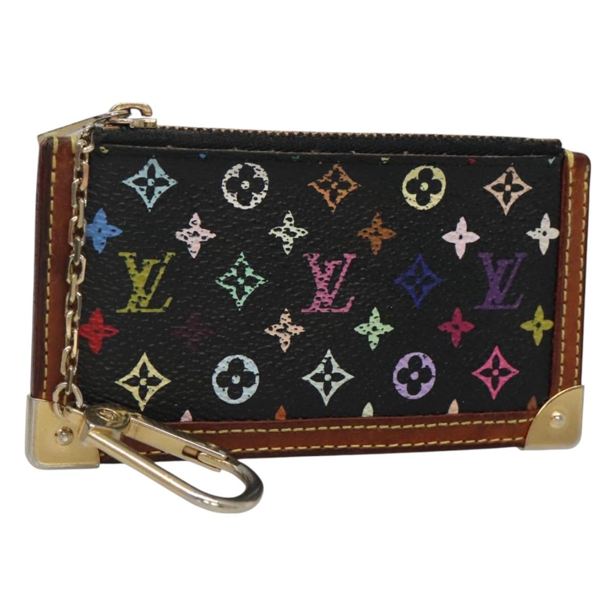 LOUIS VUITTON Multicolor Pochette Cles Coin Purse Black M13664 LV Auth 130299