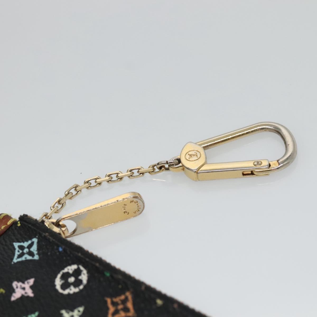 LOUIS VUITTON Multicolor Pochette Cles Coin Purse Black M13664 LV Auth 130299
