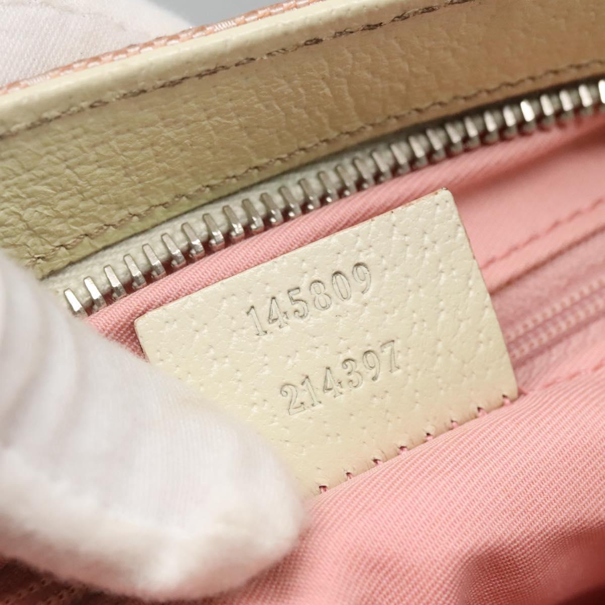 GUCCI GG Canvas Sherry Line Tote Bag Pink Silver 145809 Auth 130345