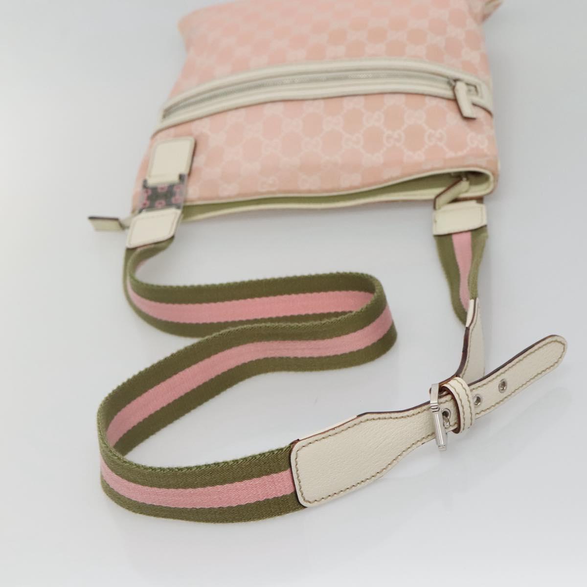GUCCI GG Canvas Sherry Line Tote Bag Pink Silver 145809 Auth 130345