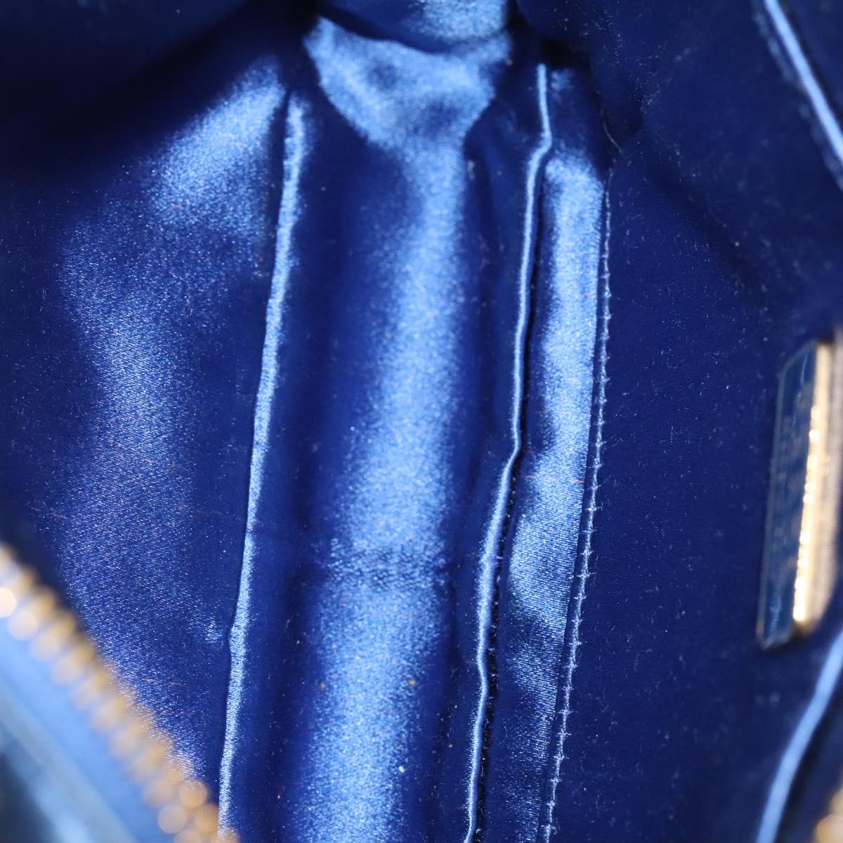 PRADA Hand Bag Satin 2way Blue Gold Auth 130351