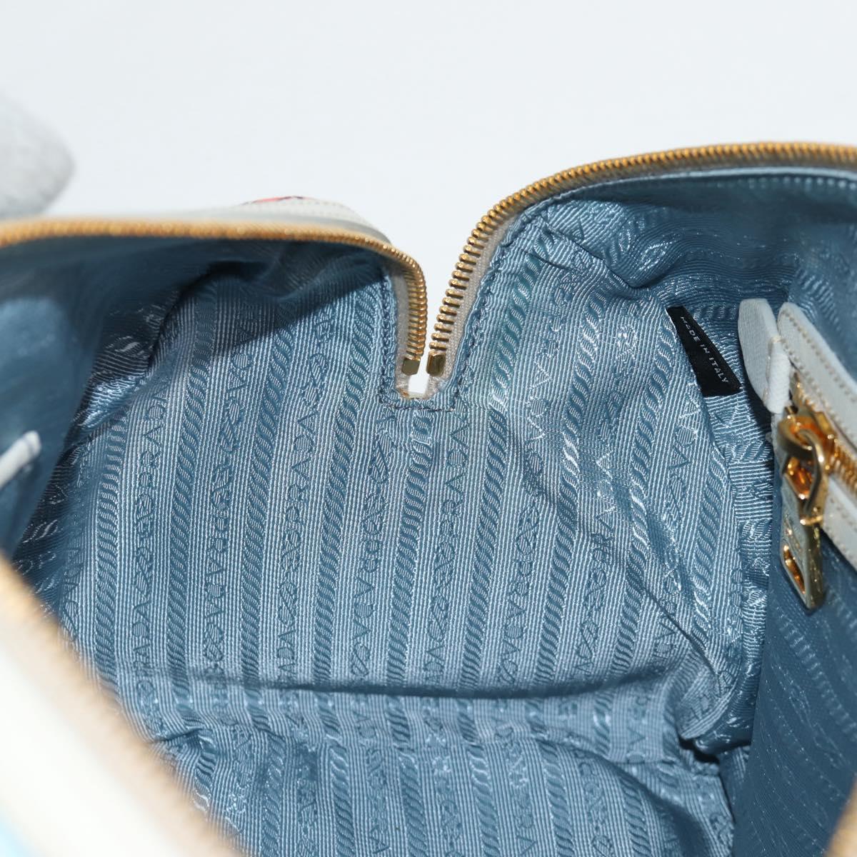 PRADA Hand Bag Canvas 2way Light Blue Gold Auth 130352V