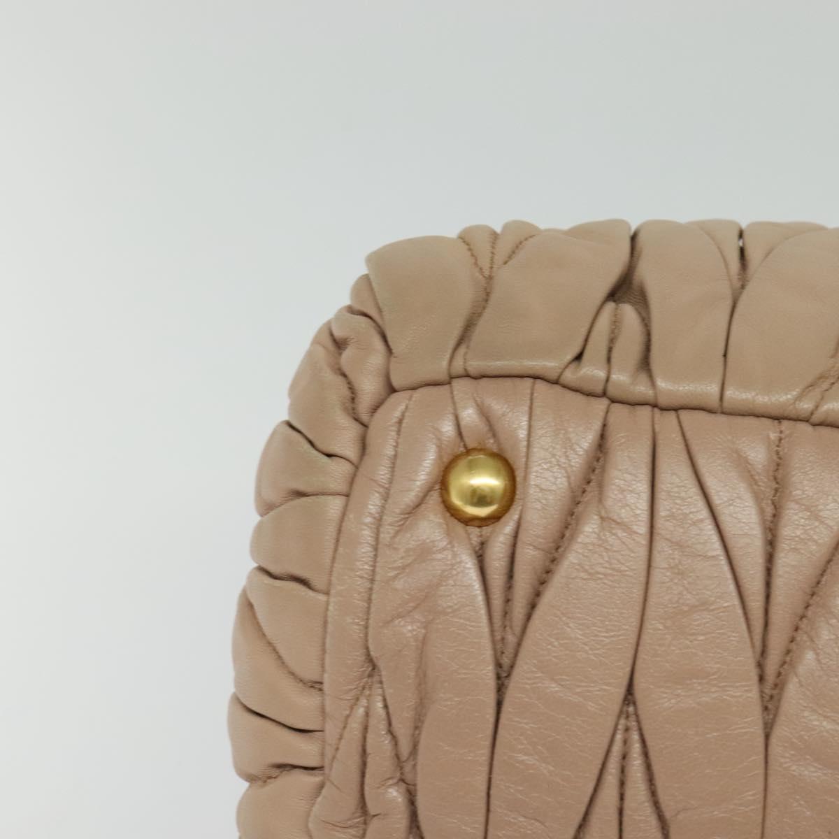 Miu Miu Matelasse Hand Bag Leather 2way Beige Gold Auth 130353
