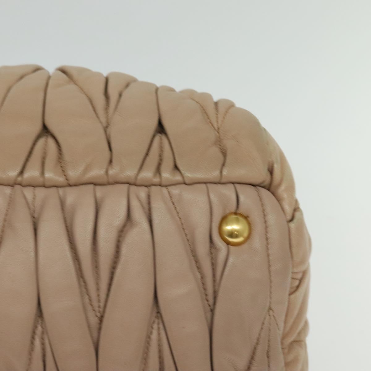 Miu Miu Matelasse Hand Bag Leather 2way Beige Gold Auth 130353