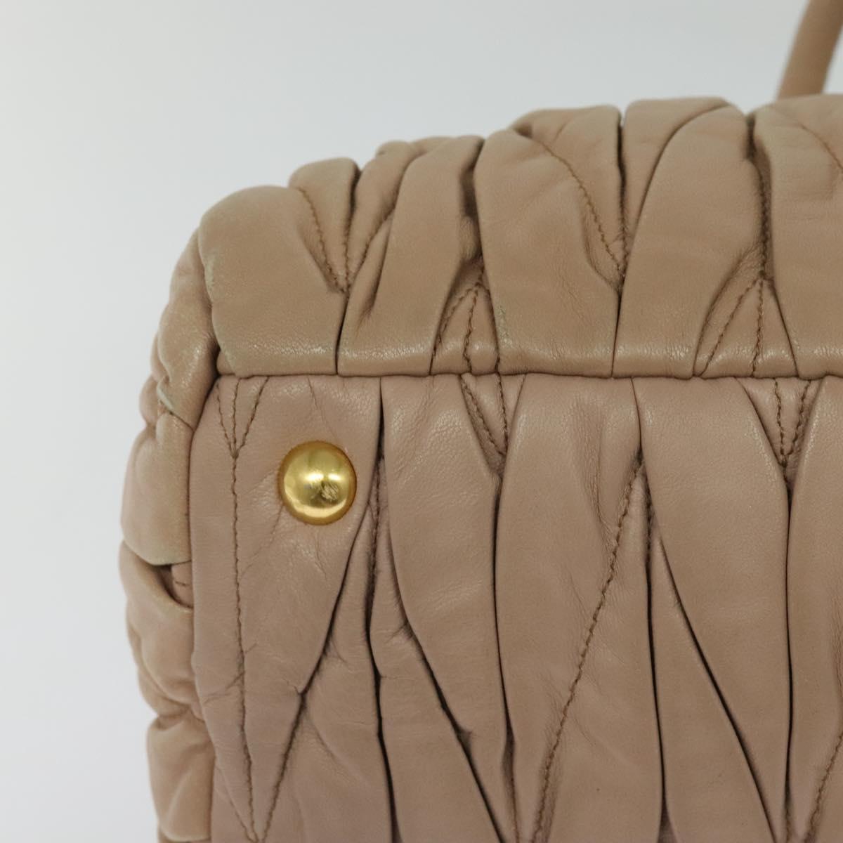 Miu Miu Matelasse Hand Bag Leather 2way Beige Gold Auth 130353