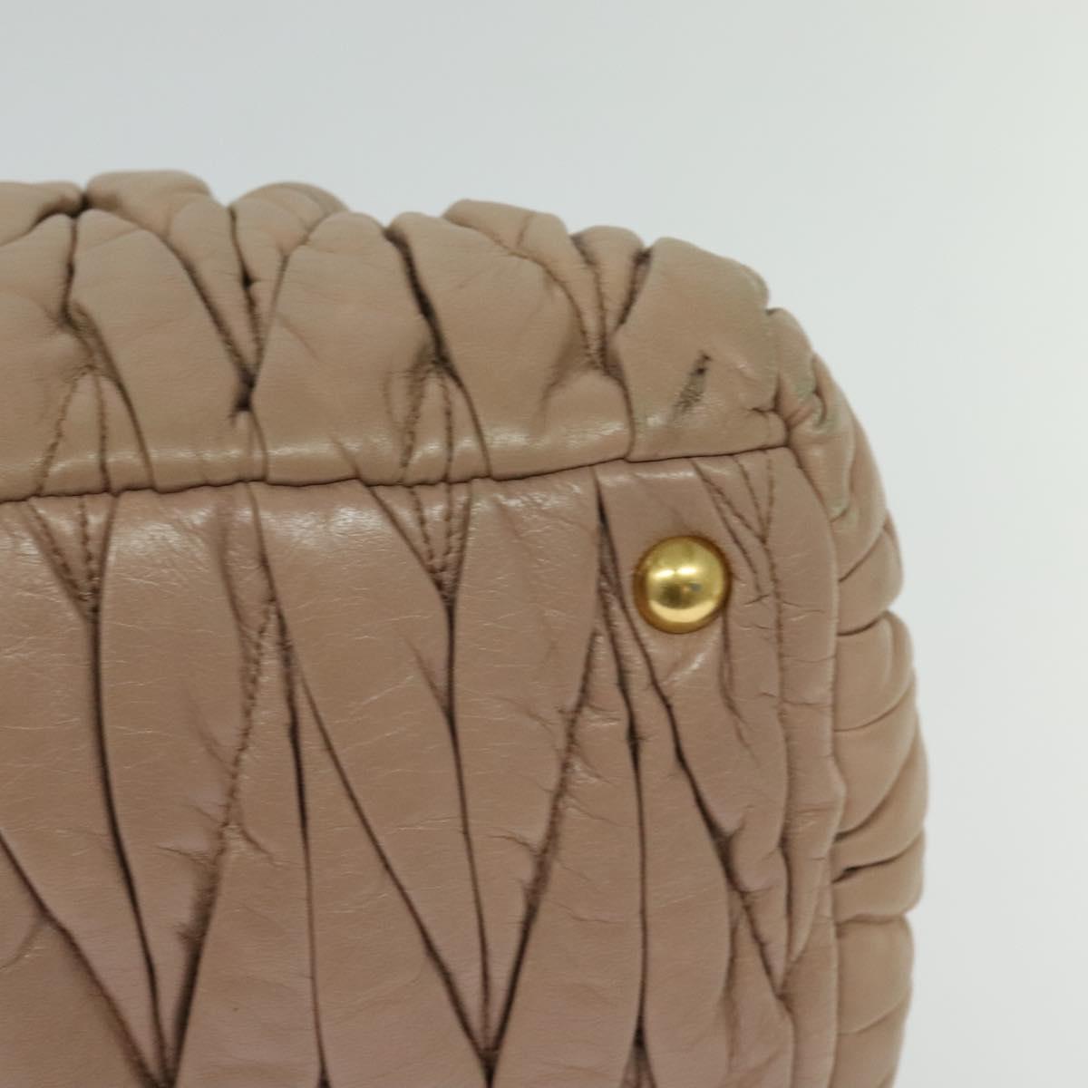 Miu Miu Matelasse Hand Bag Leather 2way Beige Gold Auth 130353