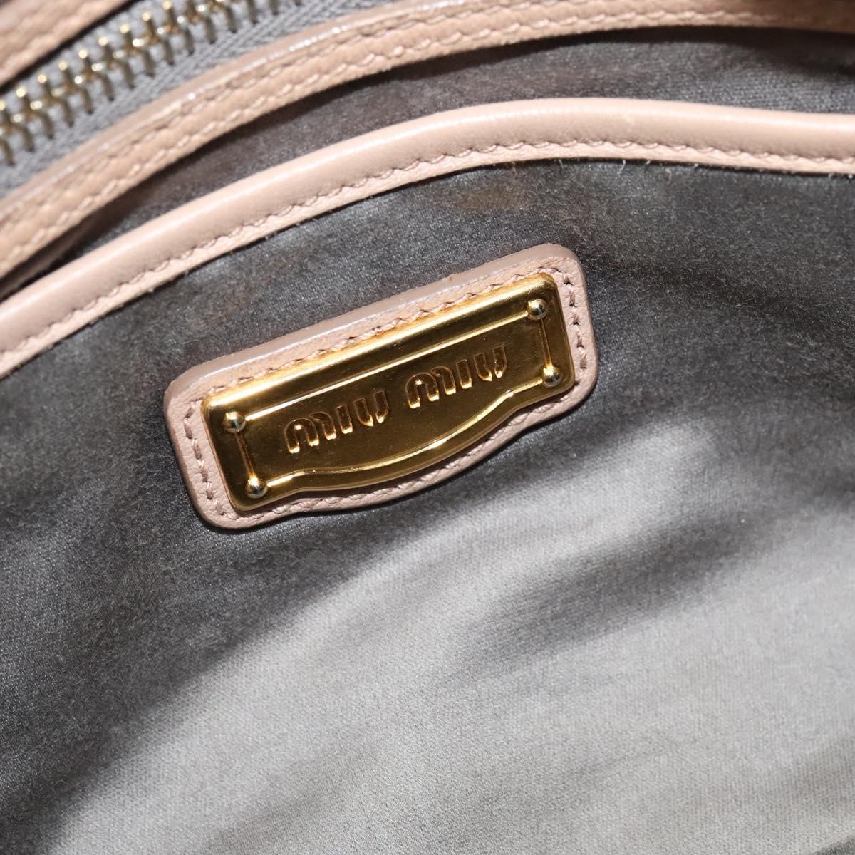 Miu Miu Matelasse Hand Bag Leather 2way Beige Gold Auth 130353