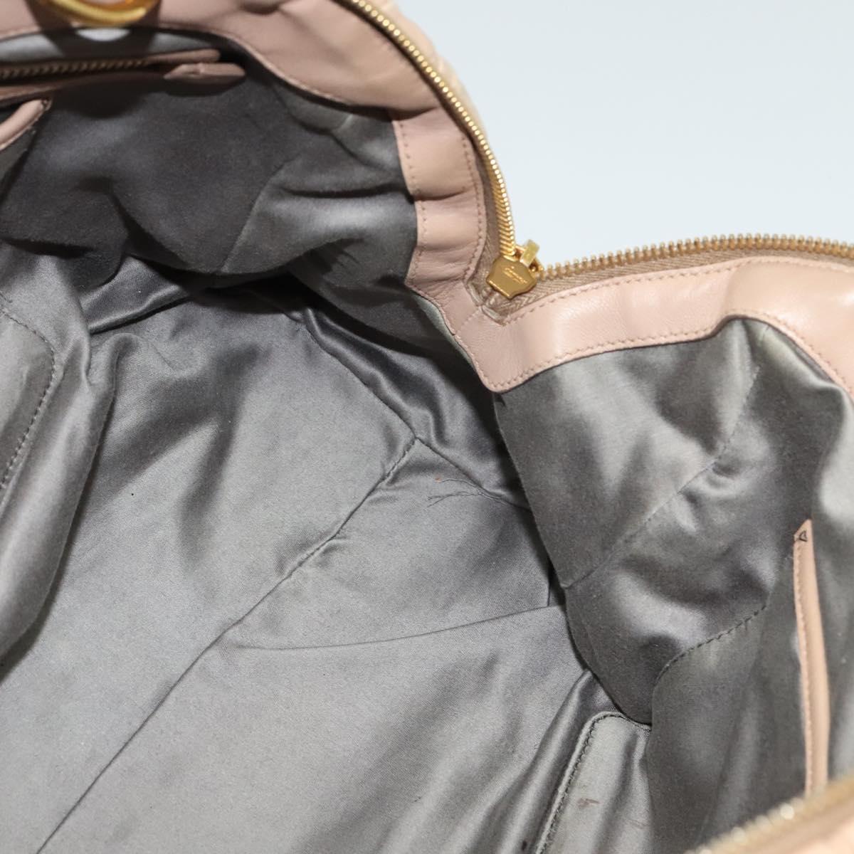 Miu Miu Matelasse Hand Bag Leather 2way Beige Gold Auth 130353