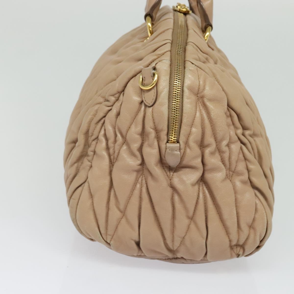 Miu Miu Matelasse Hand Bag Leather 2way Beige Gold Auth 130353