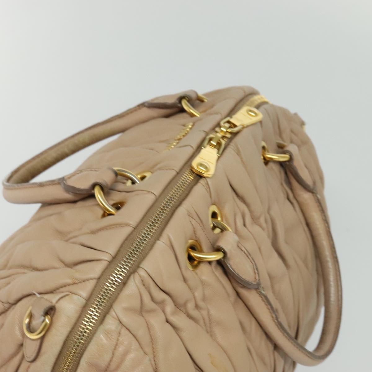 Miu Miu Matelasse Hand Bag Leather 2way Beige Gold Auth 130353