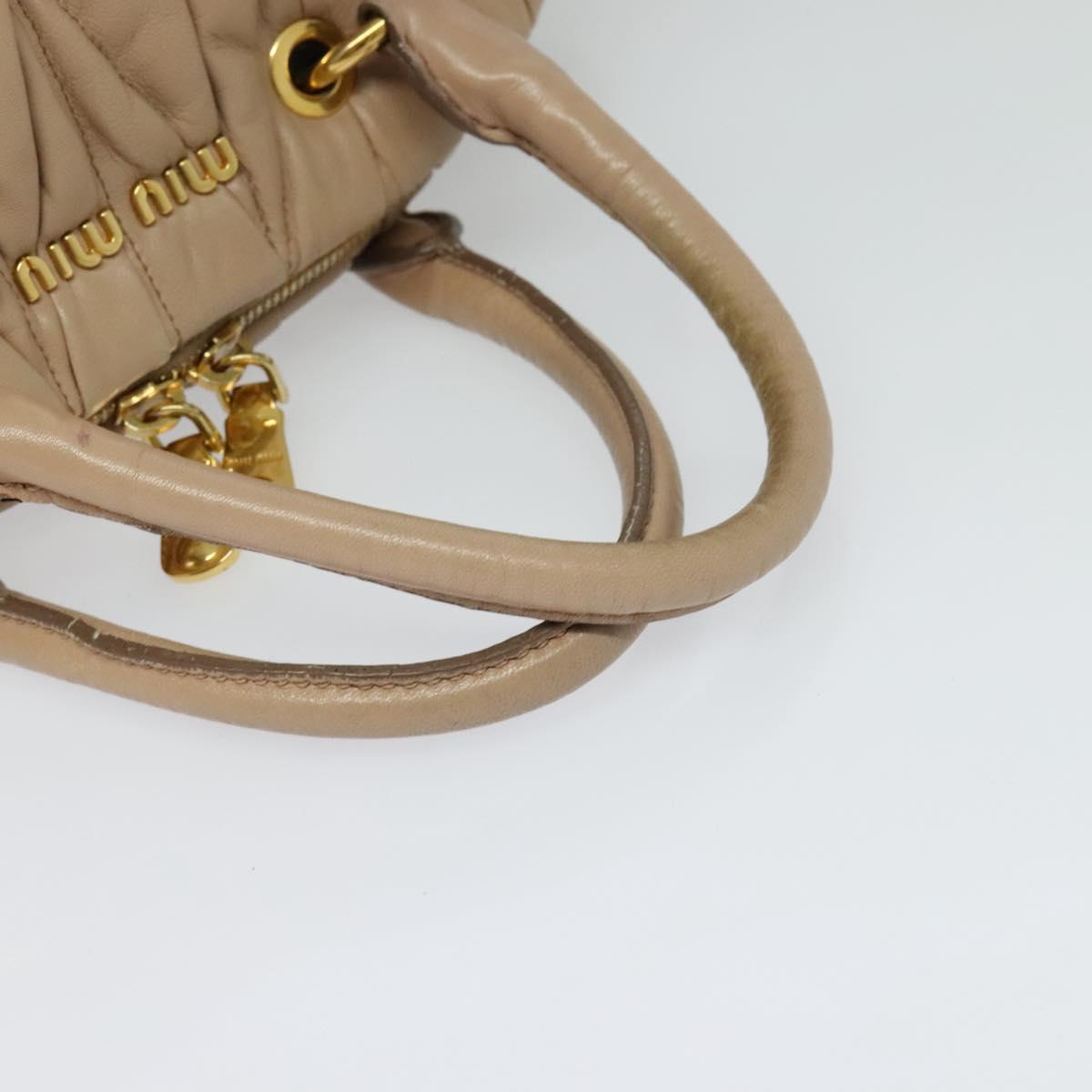 Miu Miu Matelasse Hand Bag Leather 2way Beige Gold Auth 130353