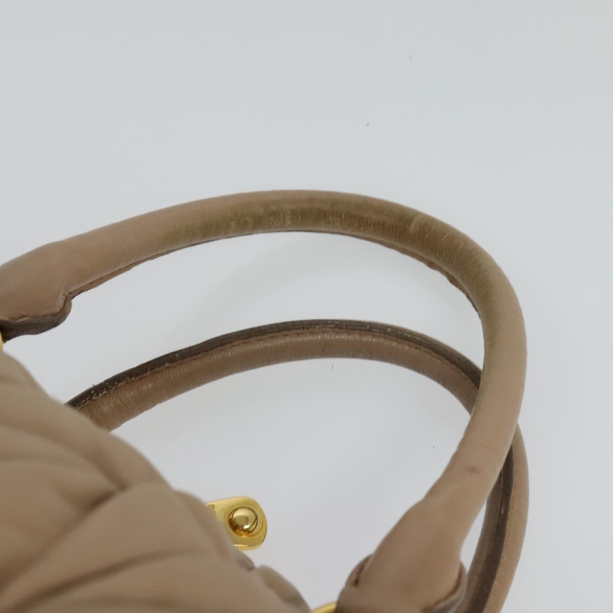 Miu Miu Matelasse Hand Bag Leather 2way Beige Gold Auth 130353