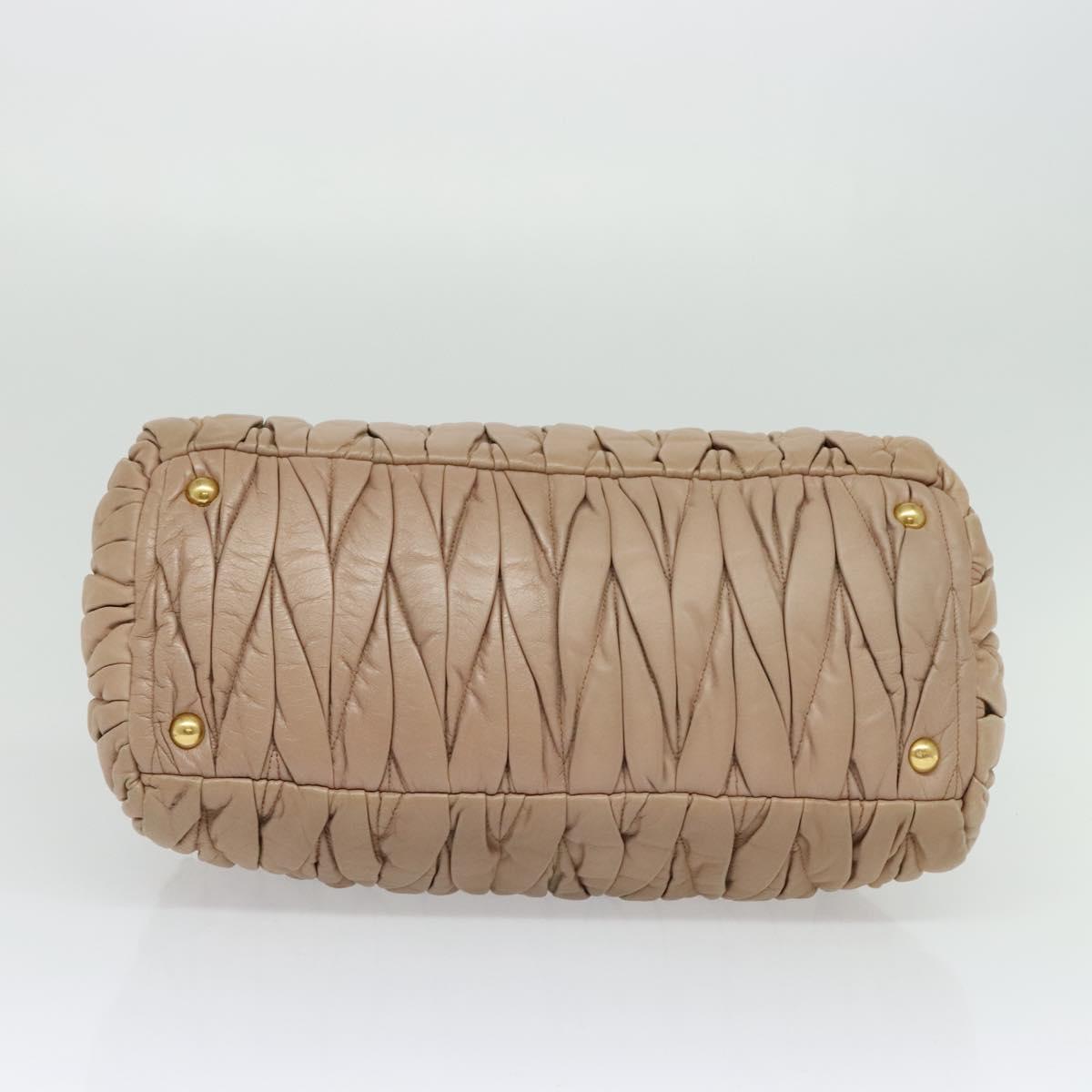 Miu Miu Matelasse Hand Bag Leather 2way Beige Gold Auth 130353