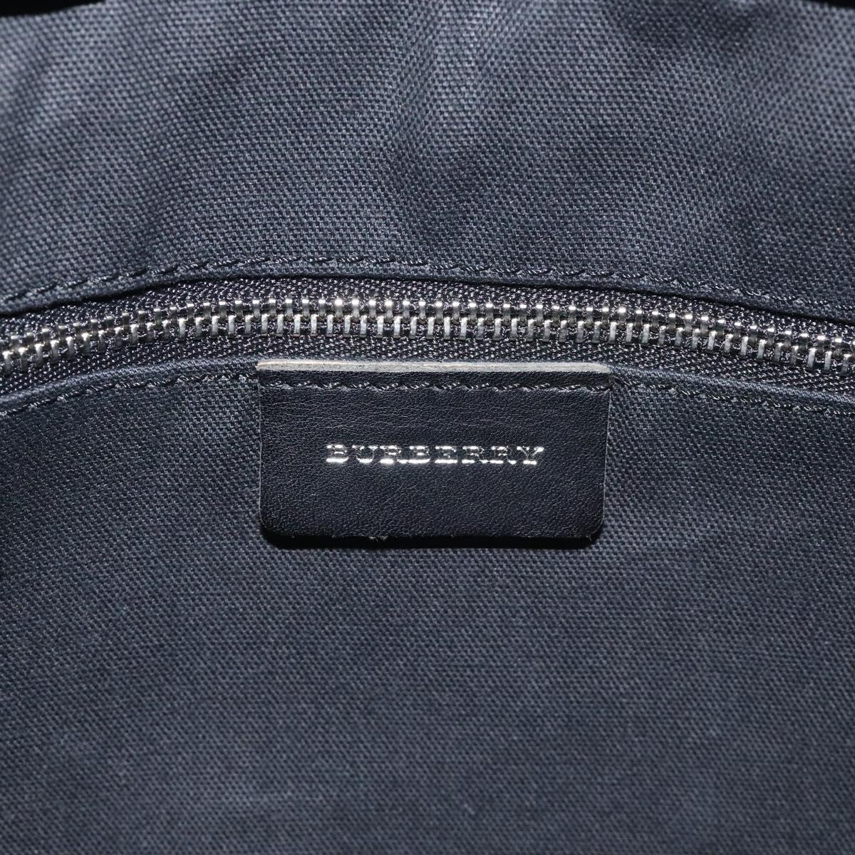 BURBERRY Nova Check Shoulder Bag Wool Leather Black Silver Auth 130359