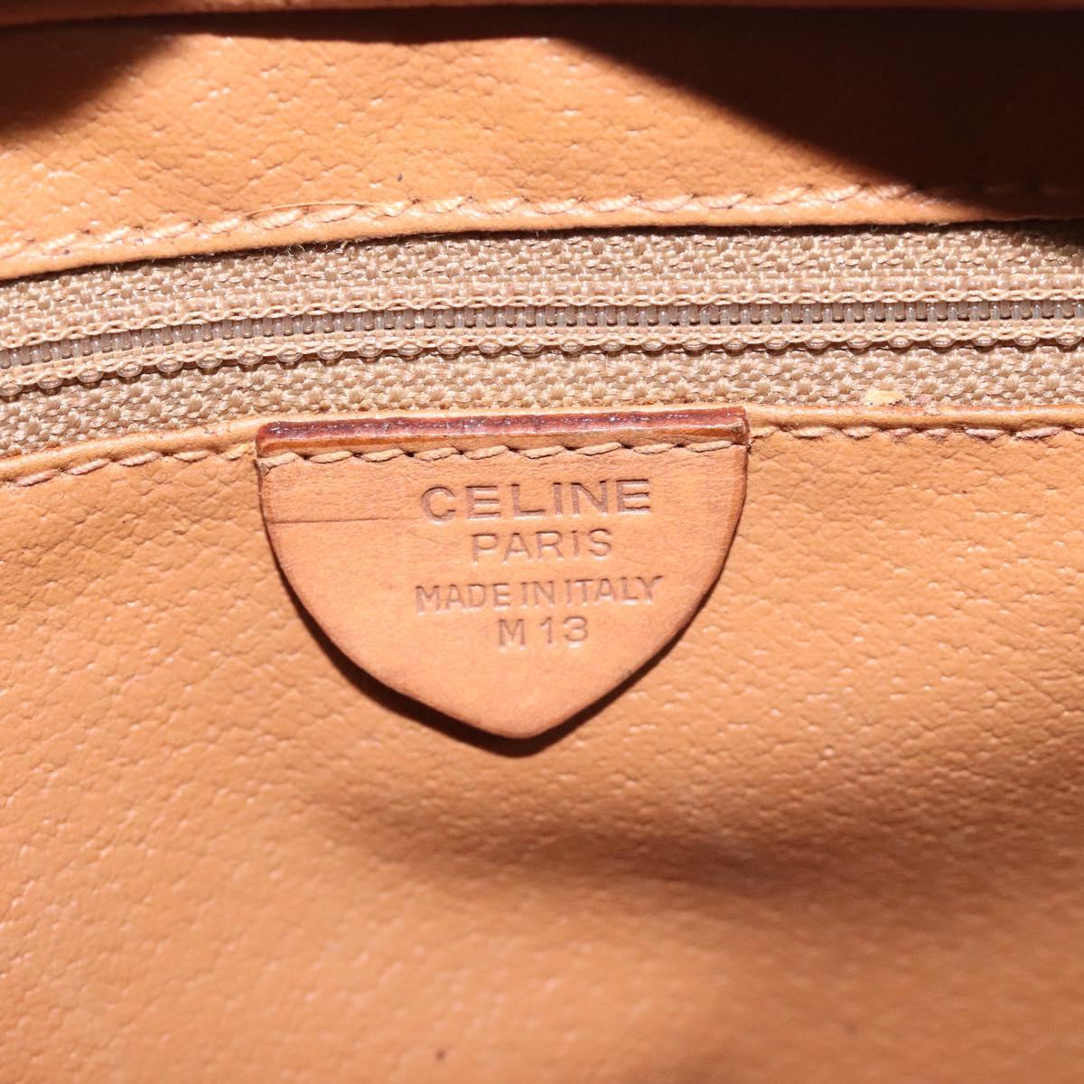 CELINE Macadam Canvas Shoulder Bag PVC Brown Gold Auth 130361