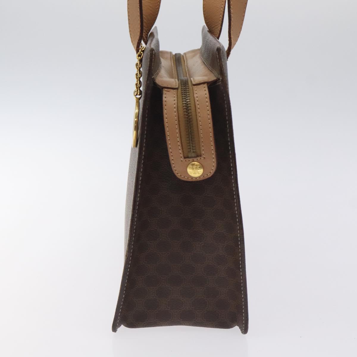 CELINE Macadam Canvas Shoulder Bag PVC Brown Gold Auth 130361